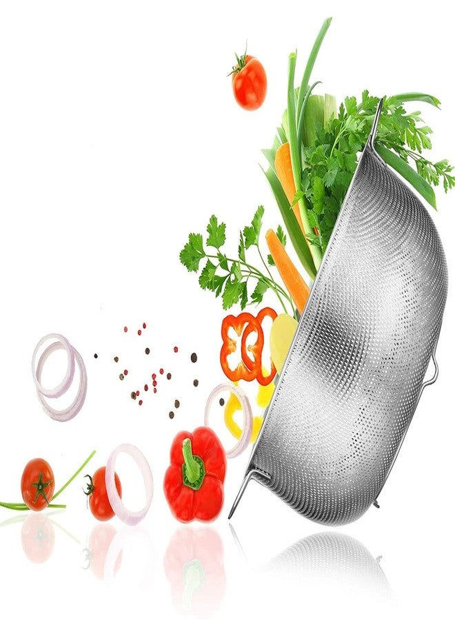 FEELING MALL Colander Stainless Steel Micro-Perforated Colanders Strainers for Draining Rinsing Washing, Ideal for Pasta Vegetables Fruits, Heavy Duty & Dishwasher Safe Set of (1) - Image 2